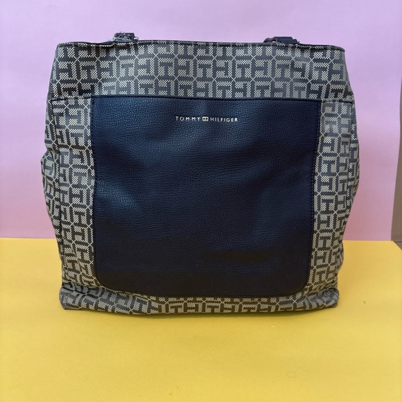 Tommy Hilfiger Tan and Brown Monogrammed Tote Bag - Picture 1 of 7